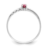 10k White Gold Polished Genuine Pink Tourmaline Birthstone Ring